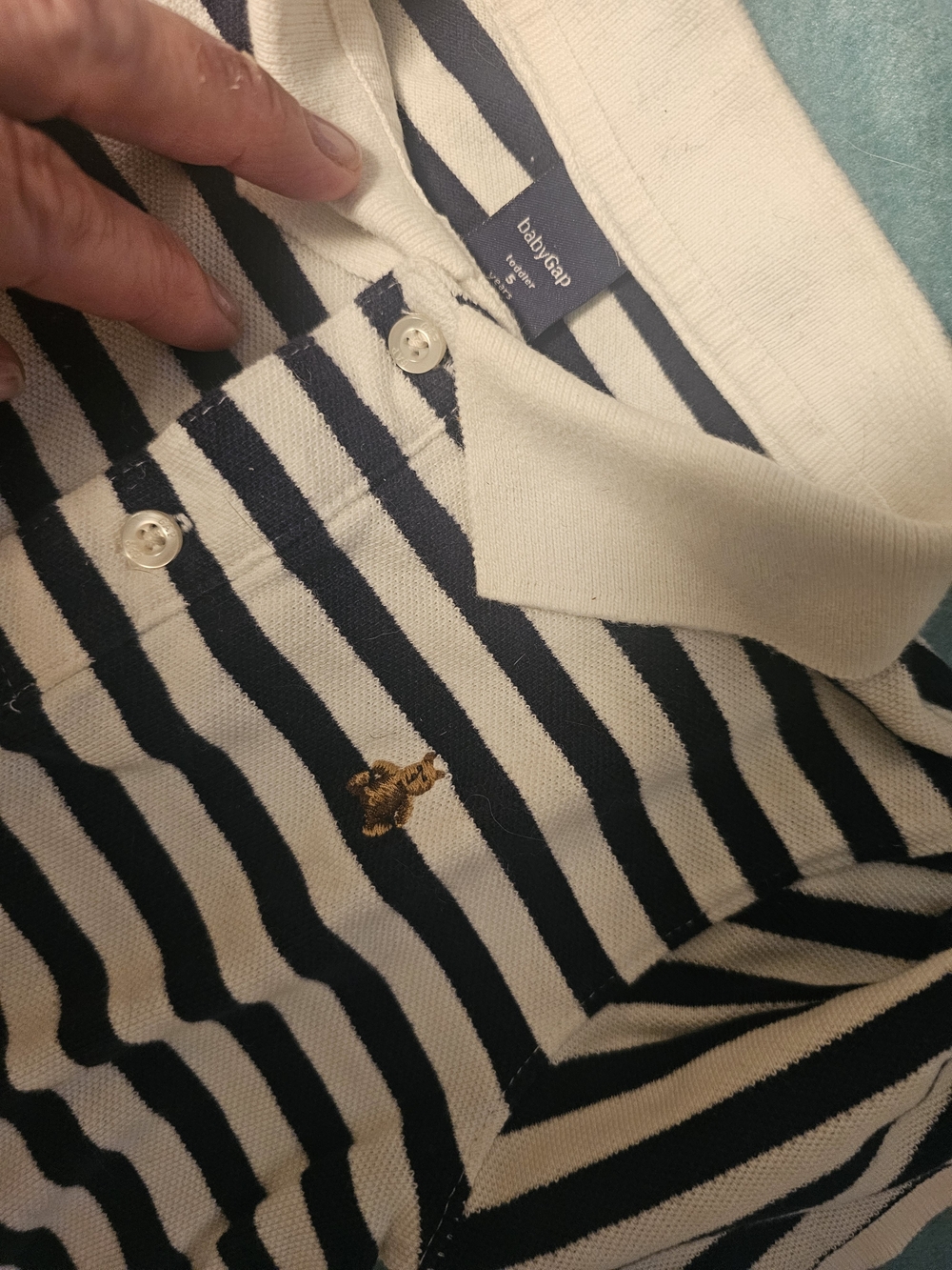 GAP Navy & Cream Striped Polo Shirt